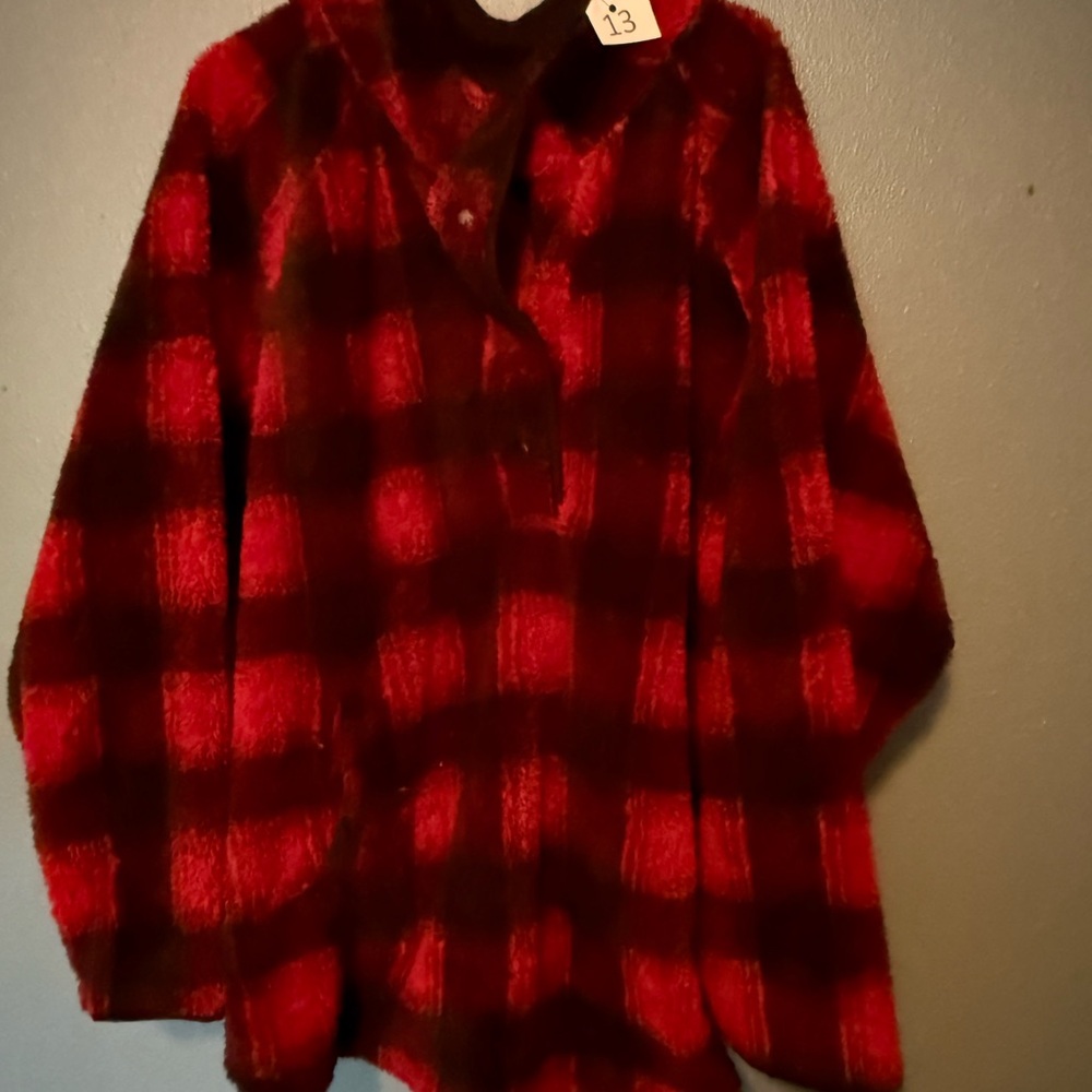 Maurices Red and Black Plaid Hoodie
